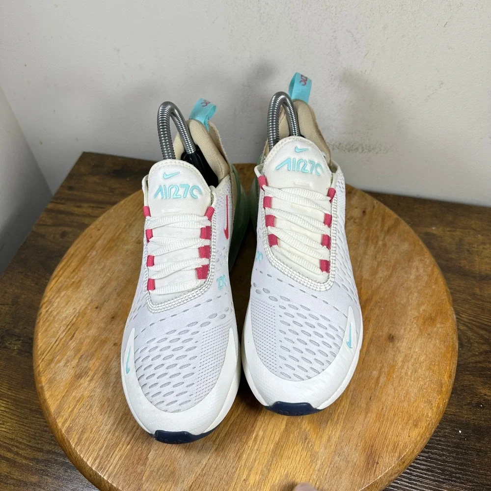 Nike Air Max 270 Women US 7.5 White Pink Teal Running DQ4698-100